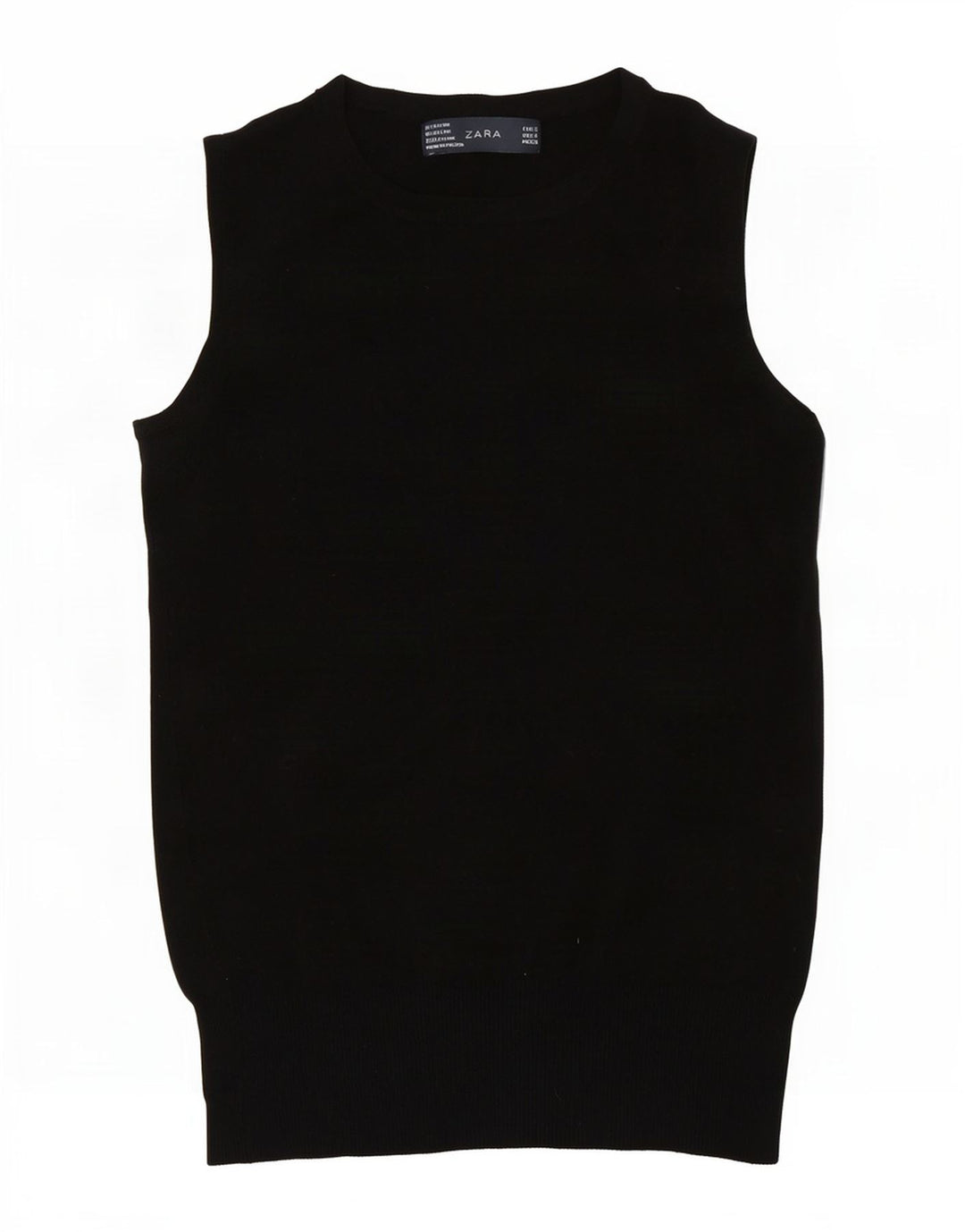 Zara Womens Vest Tank Top UK 8 Petite Rayonne Noire