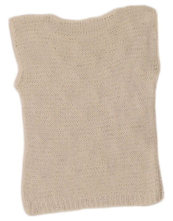 Vintage Dame Crop Vest Tank Top UK 4 XS Hvid