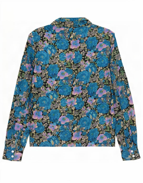 Blusa feminina vintage UK 18 XL azul floral