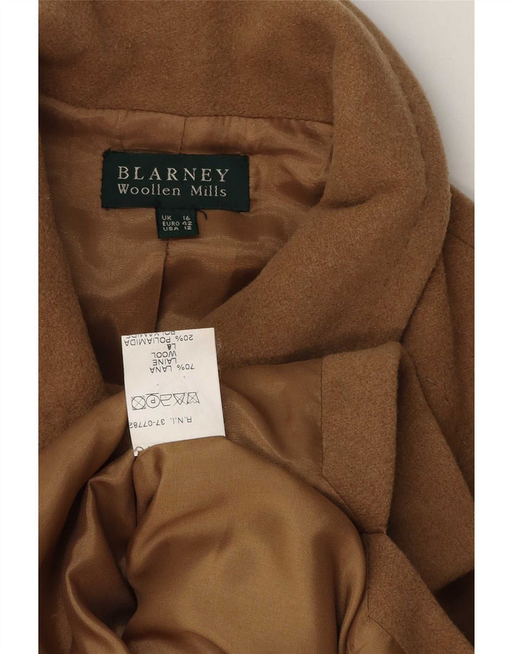 Blarney Woolen Mills Womens Overcoat UK 16 Large Beige Wool