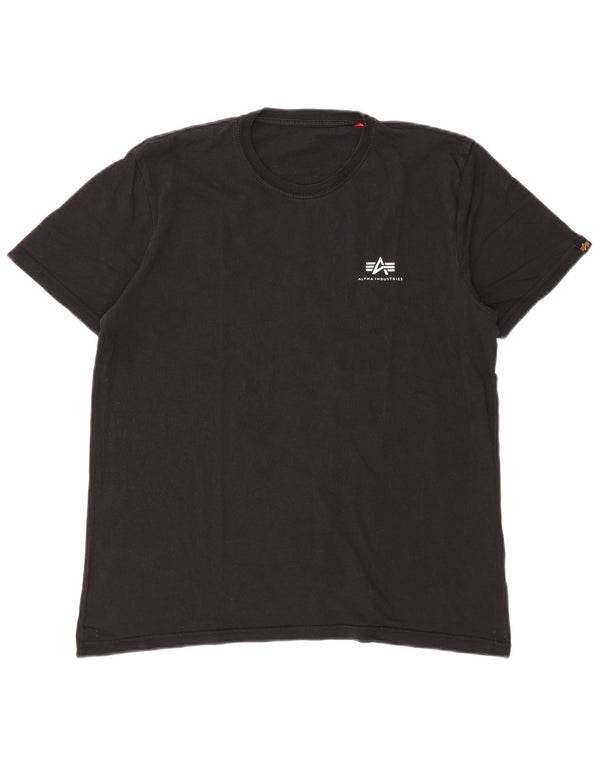 Alpha Industries Herre T-Shirt Top Medium Sort Bomuld