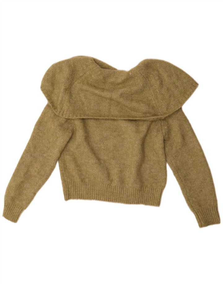 Zara Pull surdimensionné à col polo pour femme UK 14 Kaki moyen Polyester