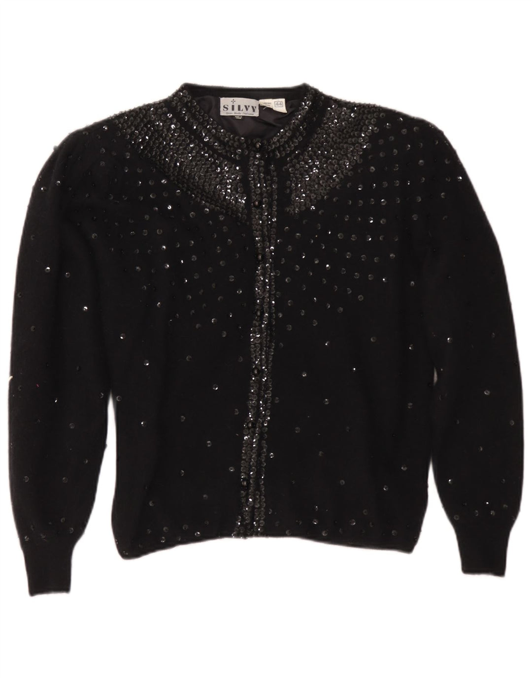 Silvy Dame Cardigan Sweater IT 44 Medium Sort lammeuld