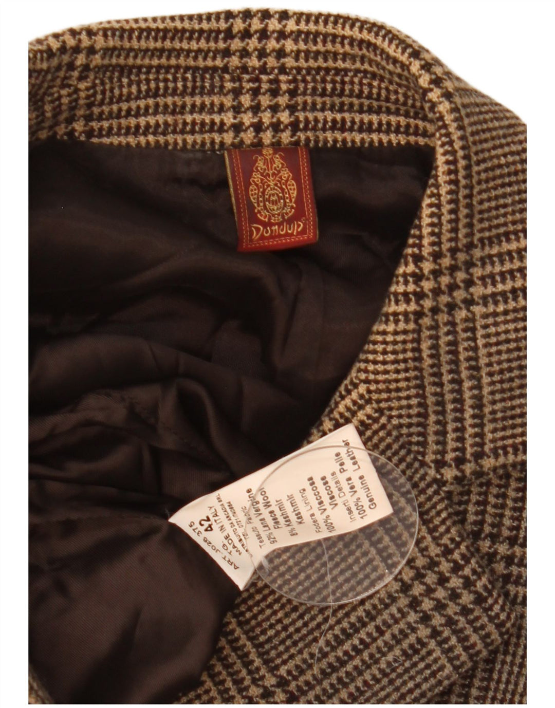 Dondup Womens 6 Button Blazer Jacket IT 42 Medium Brown Houndstooth Wool