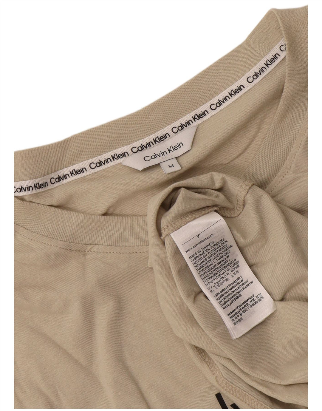Calvin Klein T-Shirt Graphique Homme Beige Moyen Coton