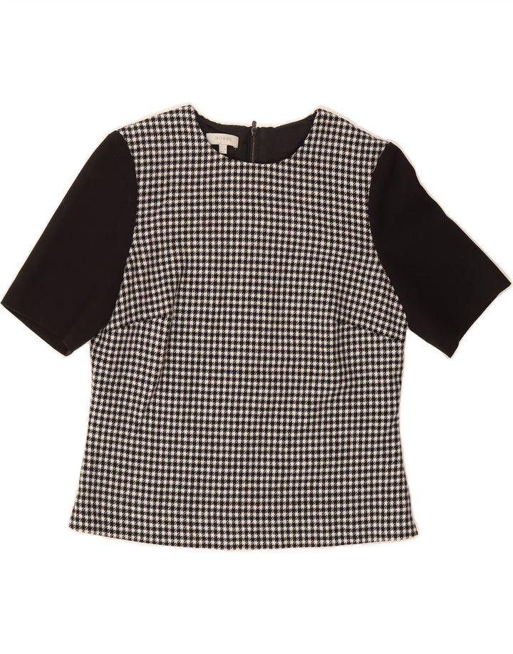 HOBBS Womens Crop Blouse Top UK 10 Small Black Houndstooth Wool Vintage Hobbs and Second-Hand Hobbs from Messina Hembry 