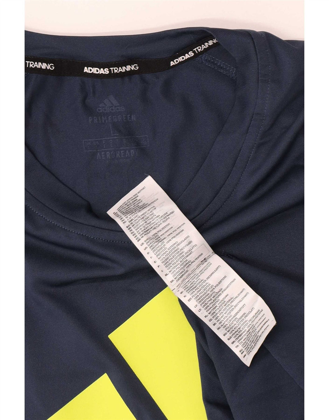Adidas Mens Regular Graphic T-Shirt Top Large Navy Blue Colourblock