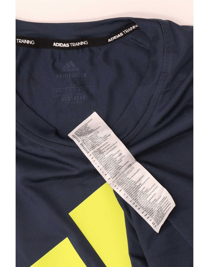 Adidas Mens Regular Graphic T-Shirt Top Large Navy Blue Colourblock