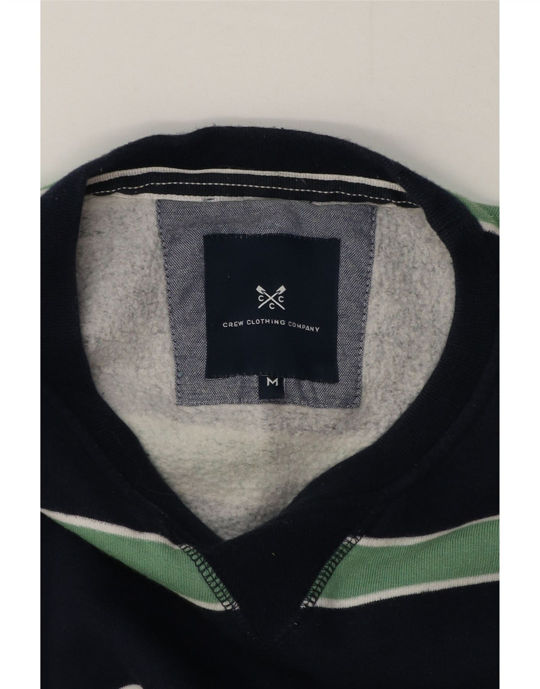 Crew Clothing Mens Sweatshirt Jumper Medium Navy Blue Striped Cotton