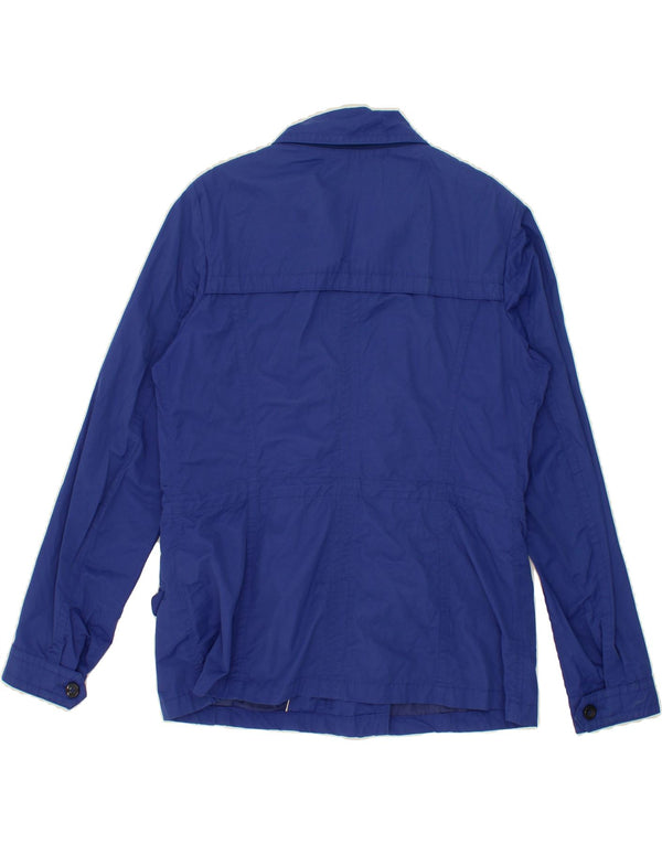 GEOX Womens Double Breasted Trench Coat UK 14 Medium Blue Polyamide
