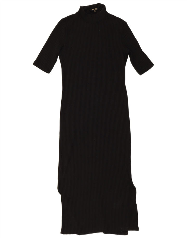 Massimo Dutti Womens Short Sleeve Maxi Jumper Dress UK 12 Medium Black