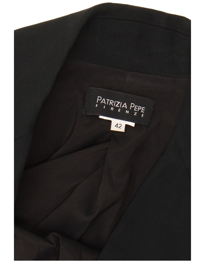 PATRIZIA PEPE Womens Crop 2 Button Blazer Jacket IT 42 Medium Black