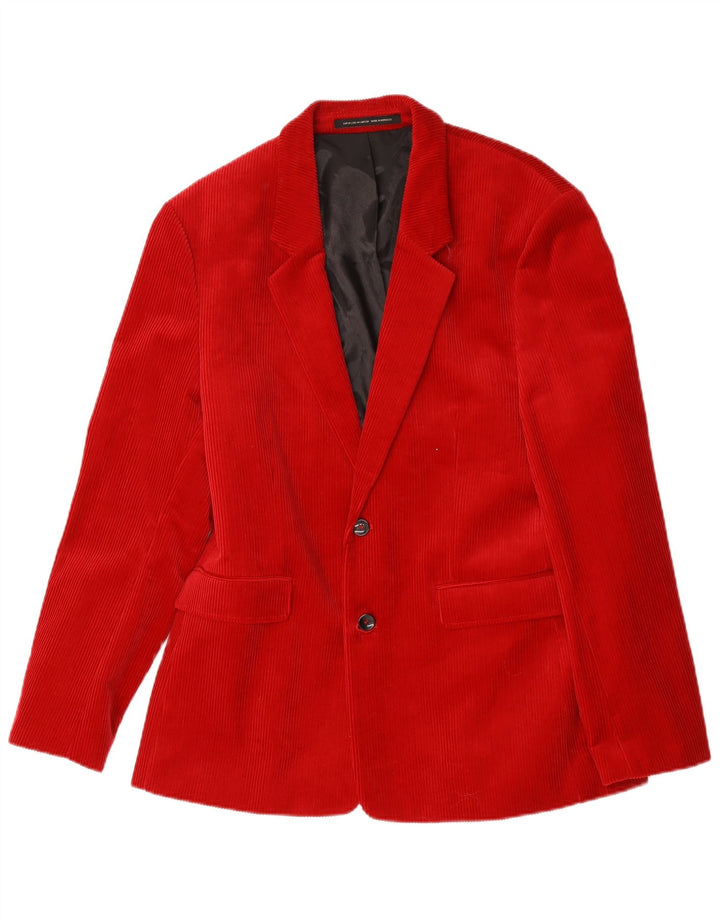 Zara Mens 2 Button Corduroy Blazer Jacket EU 54 XL Red Cotton