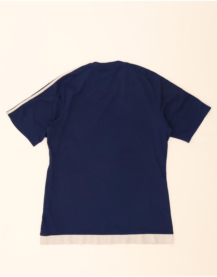 ADIDAS Mens Climalite T-Shirt Top Medium Blue Colourblock Polyester Vintage Adidas and Second-Hand Adidas from Messina Hembry 