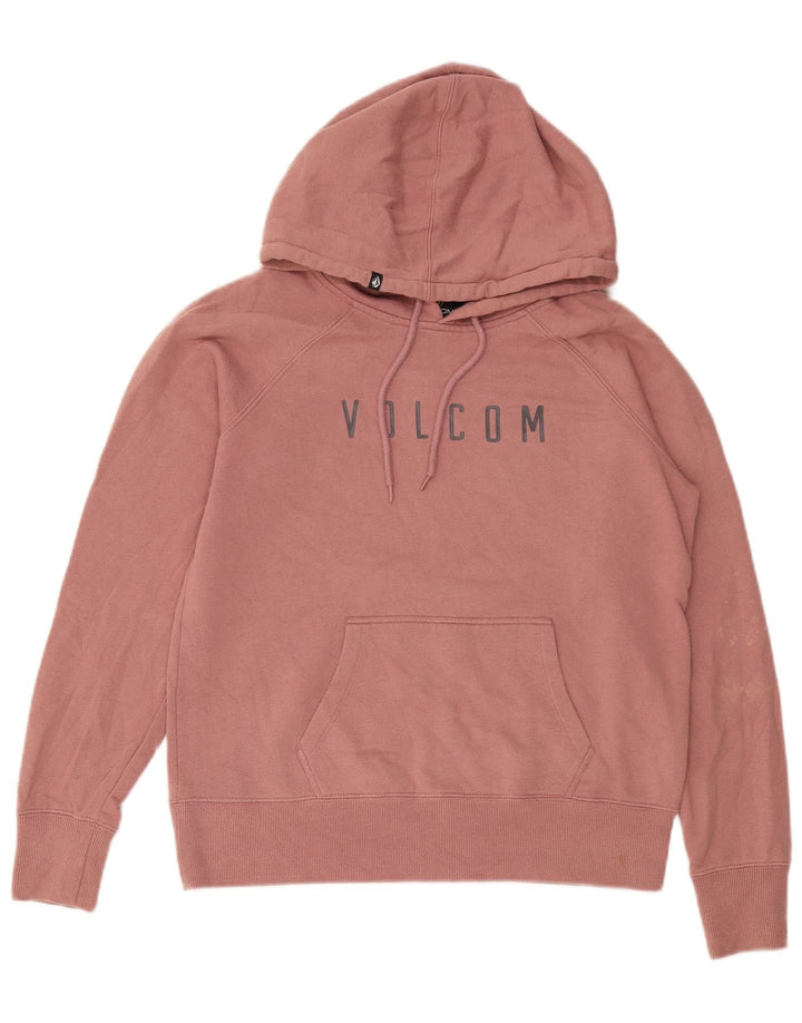 VOLCOM Womens Graphic Hoodie Jumper UK 14 Medium Pink