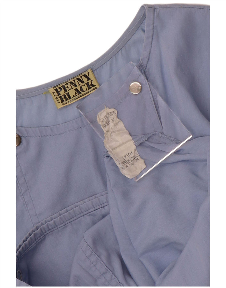 Penny Black Womens Double Breasted Bomber Jacket UK 8 Small Blue Cotton