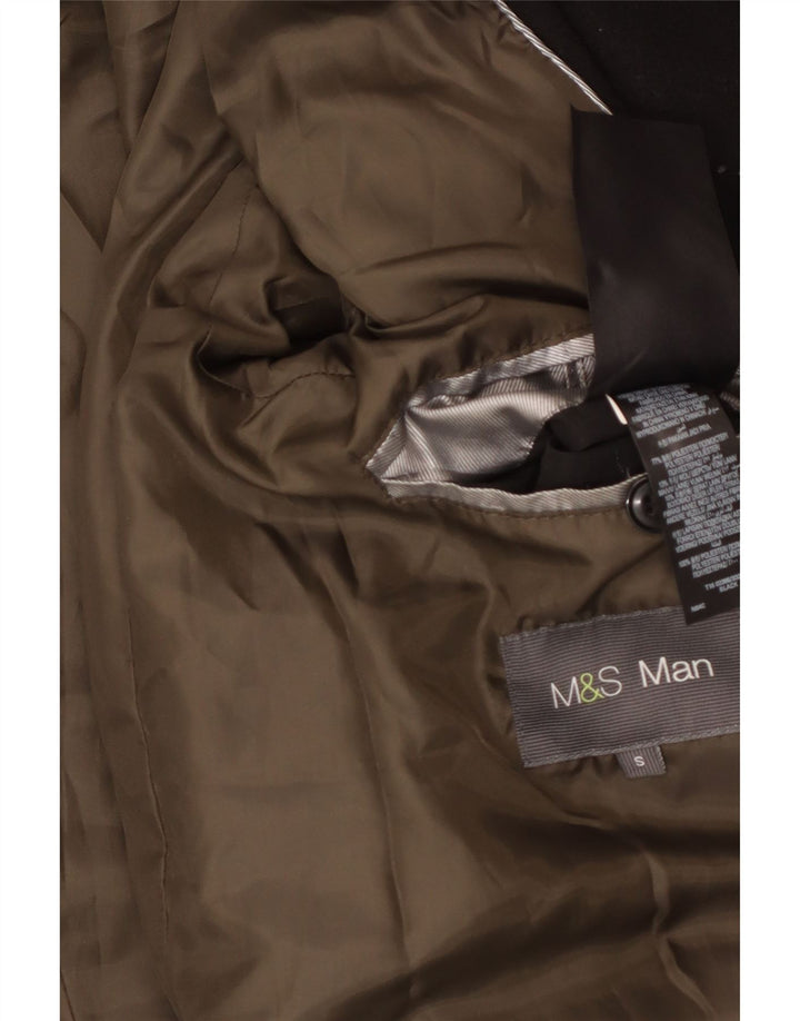 Marks & Spencer Herre dobbeltradet frakke UK 36 Lille sort polyester
