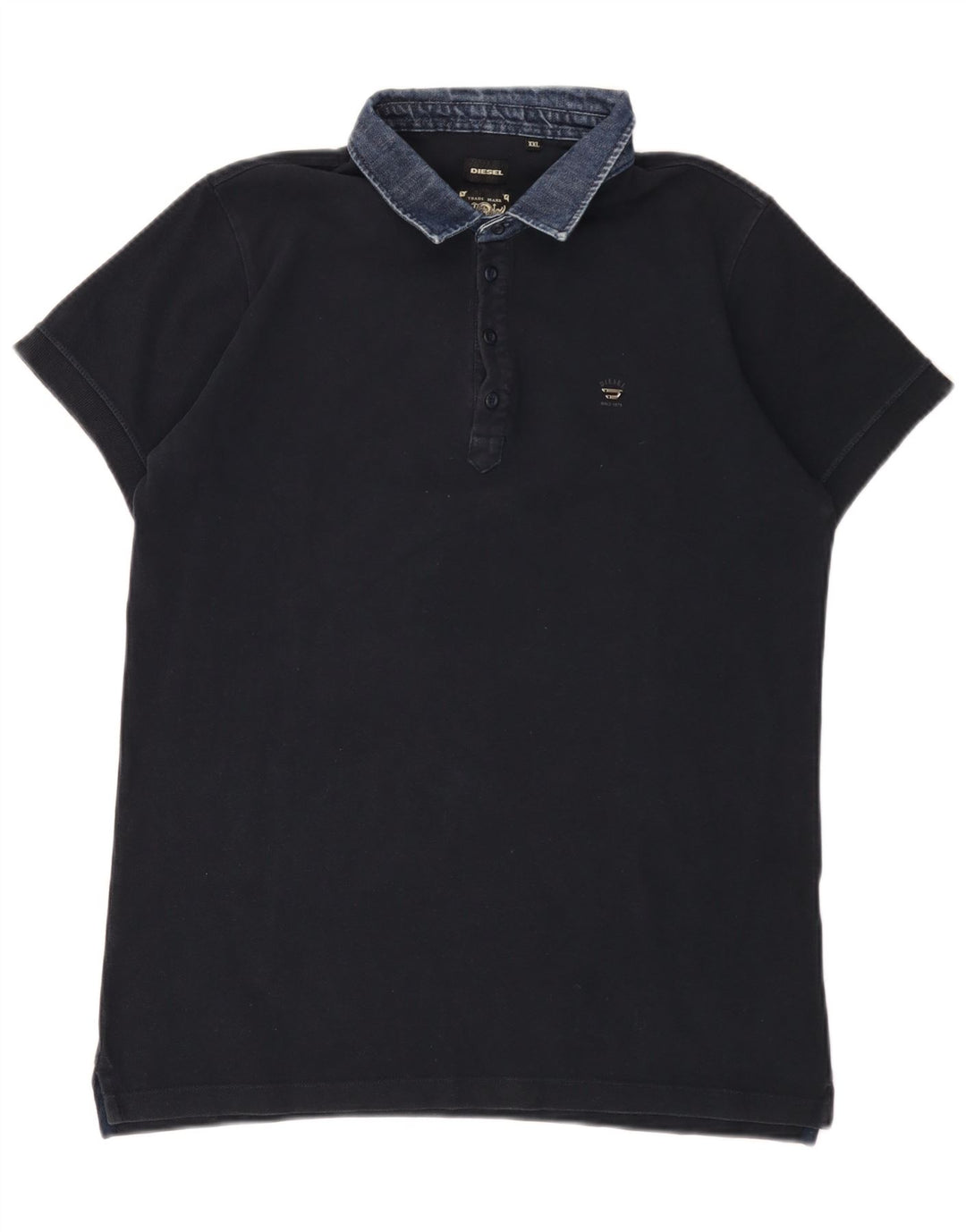 Diesel Mens Polo Shirt 2XL Navy Blue Cotton