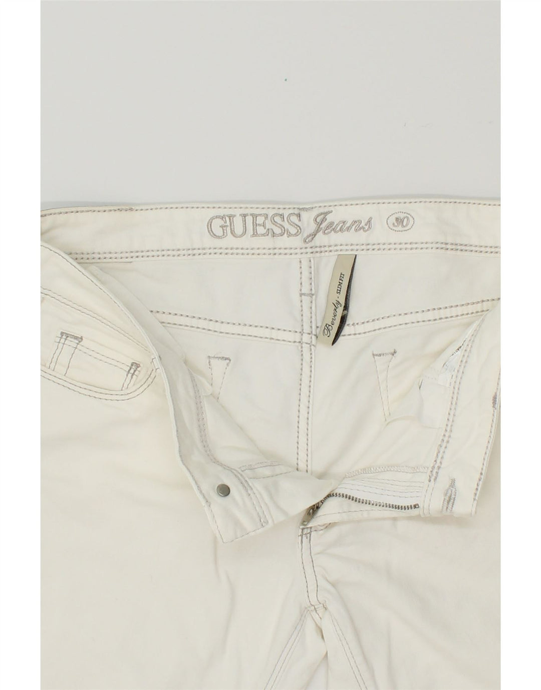 GUESS Womens Beverly Slim Jeans W30 L29  White Vintage Guess and Second-Hand Guess from Messina Hembry 