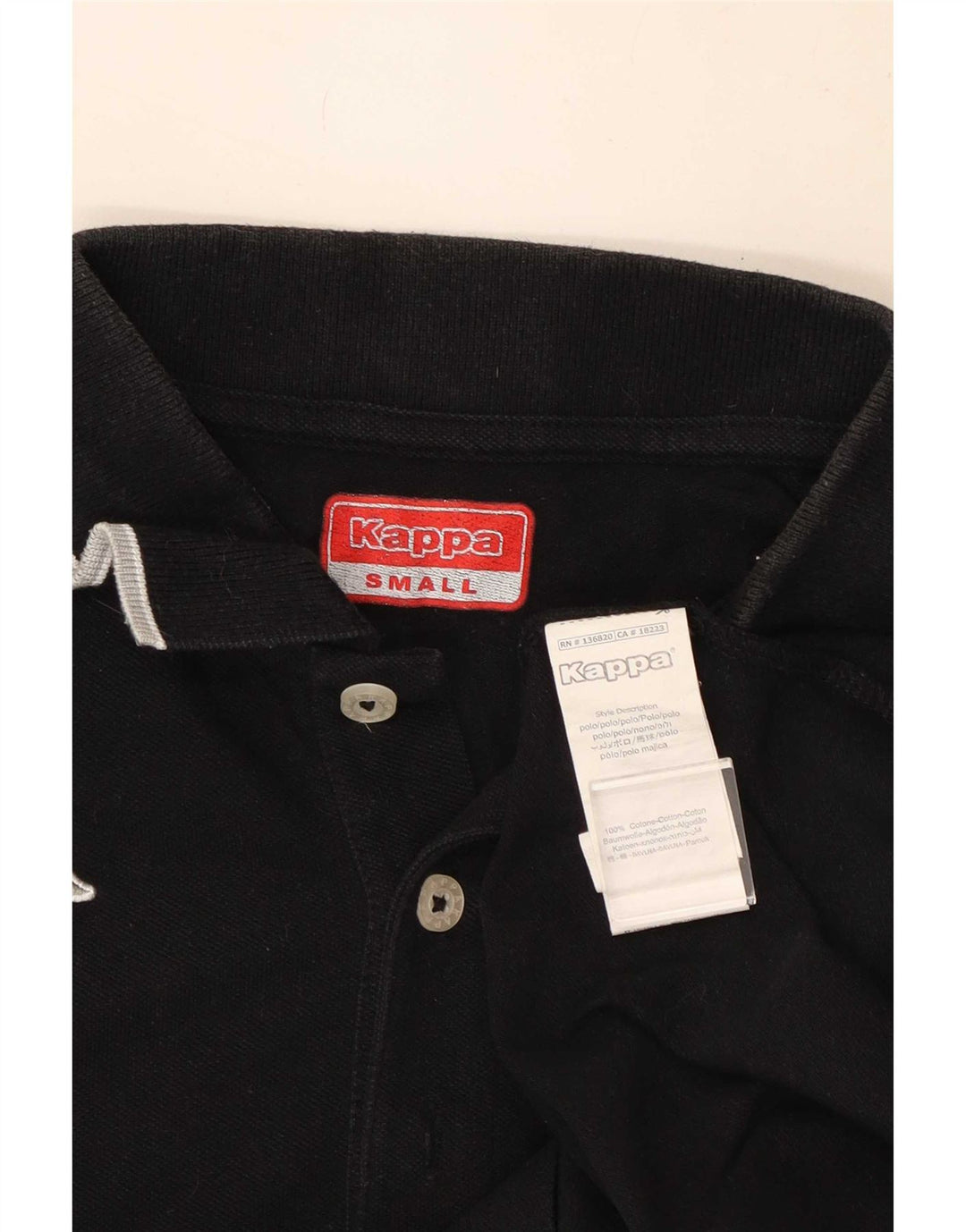 Kappa Mens Polo Shirt Small Black Striped Cotton