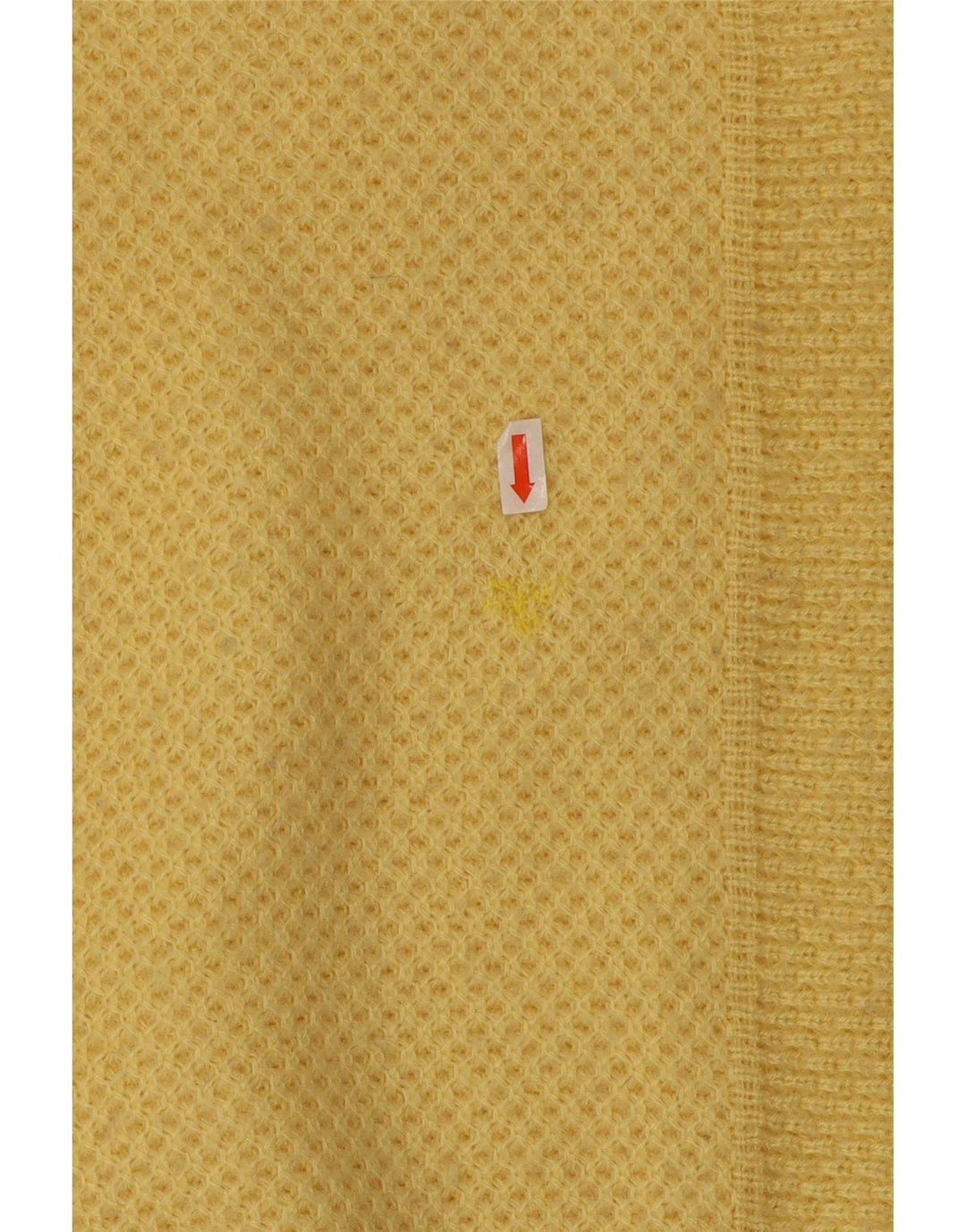 Vintage Mens Crew Neck Jumper Sweater Large Yellow Acrylic