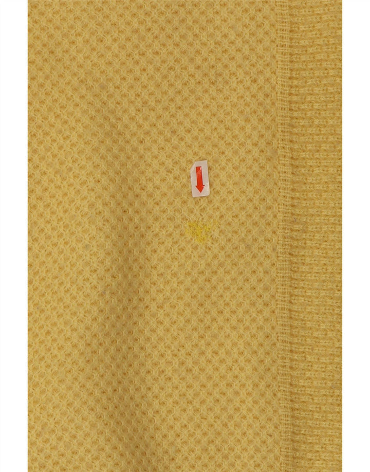 Vintage Mens Crew Neck Jumper Sweater Large Yellow Acrylic