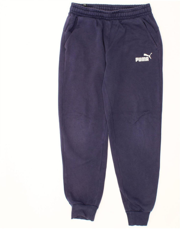 PUMA Mens Graphic Tracksuit Trousers Joggers Small  Navy Blue Vintage Puma and Second-Hand Puma from Messina Hembry 