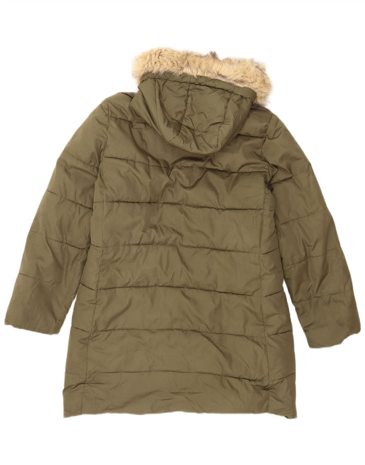 Gap Abrigo acolchado con capucha para hombre UK 40 Large Poliéster caqui