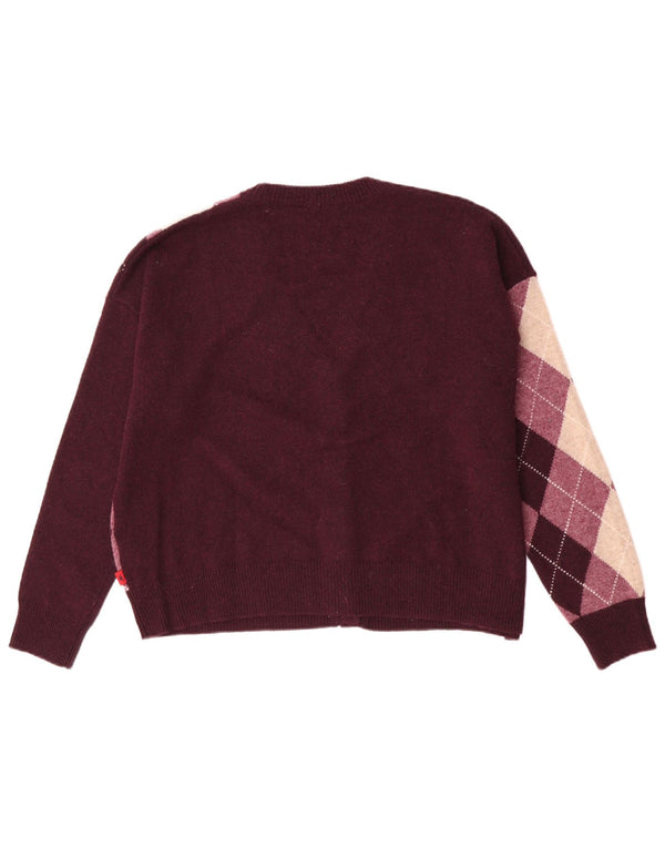 Pulover cardigan supradimensionat pentru femei Kappa UK 18 XL Maroon Argyle/Diamond