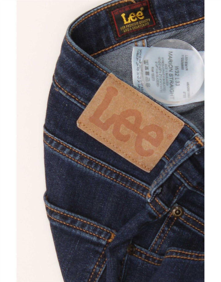 Lee Womens Marion Straight Jeans W32 L33 Navy Blue Cotton
