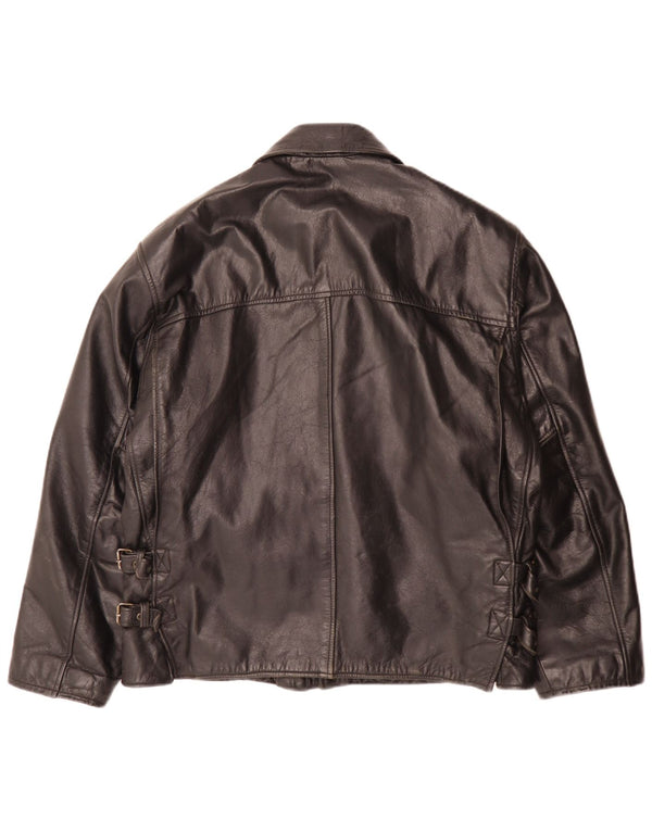 Chaqueta de cuero vintage para hombre IT 48 Medio Negro
