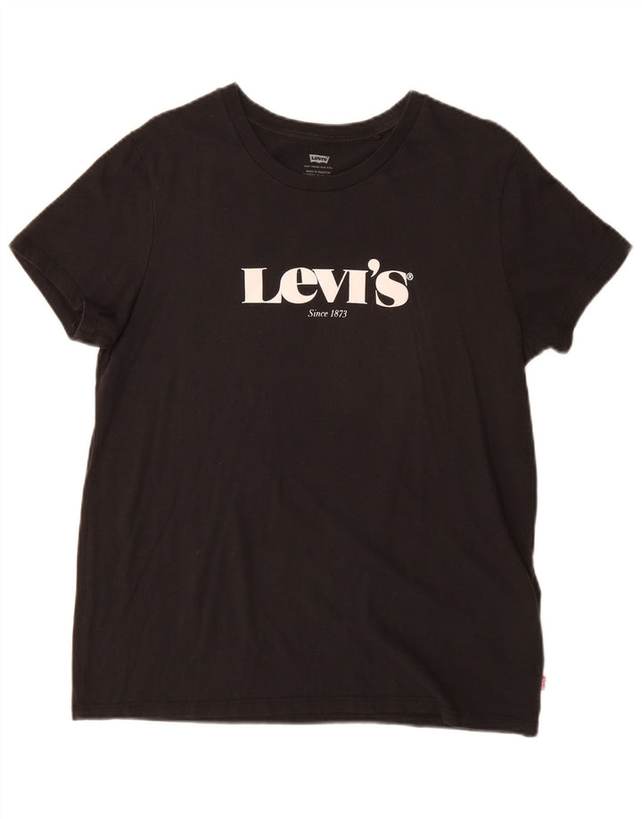 Levi's Womens Graphic T-Shirt Top UK 14 Medium Black Cotton