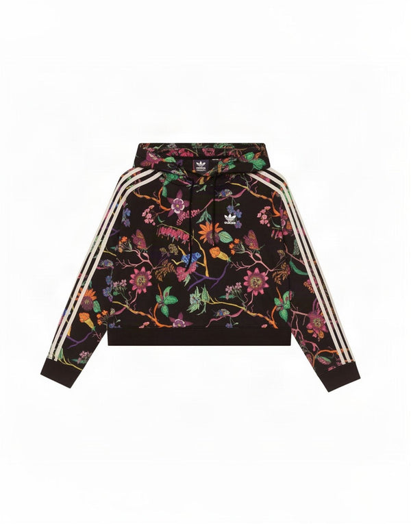 Adidas Sweat-shirt court surdimensionné pour femme UK 8 Petit motif floral noir