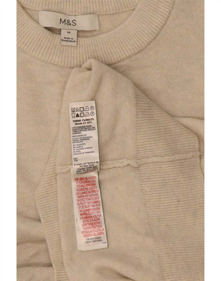Marks & Spencer Pull à col rond pour femme UK 14 Beige moyen
