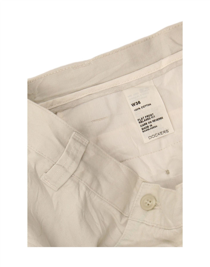 DOCKERS Mens Relaxed Fit Cargo Shorts W36 Large Off White Cotton Vintage Dockers and Second-Hand Dockers from Messina Hembry 
