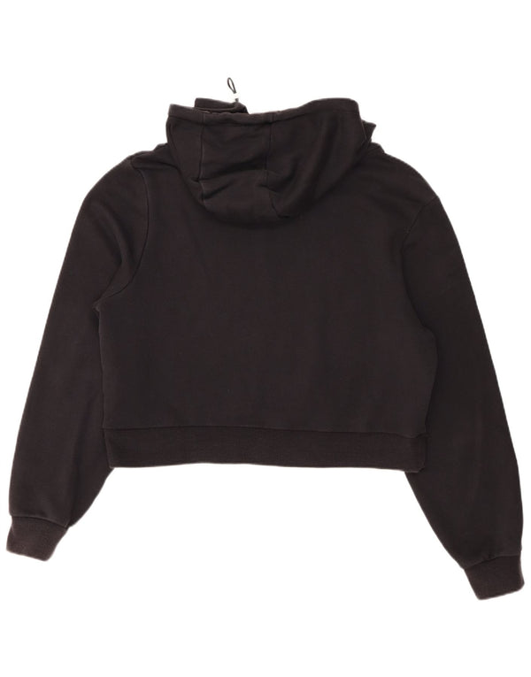 Felpa con cappuccio grafica corta da donna Ellesse UK 14 grande cotone nero