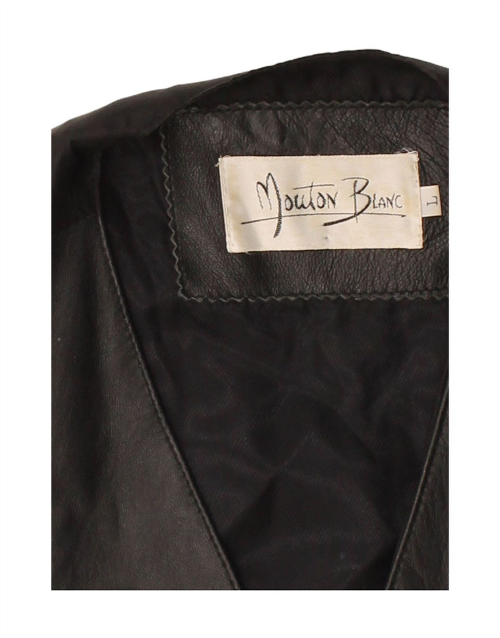 MOUTON BLANC Mens Leather Waistcoat Large Black Leather Vintage Mouton Blanc and Second-Hand Mouton Blanc from Messina Hembry 