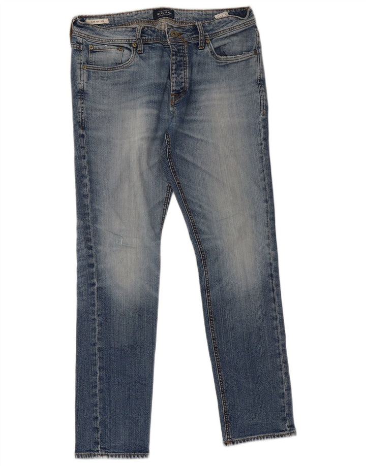 Jack & Jones Mens Tim Slim Jeans W33 L32 Blue Cotton