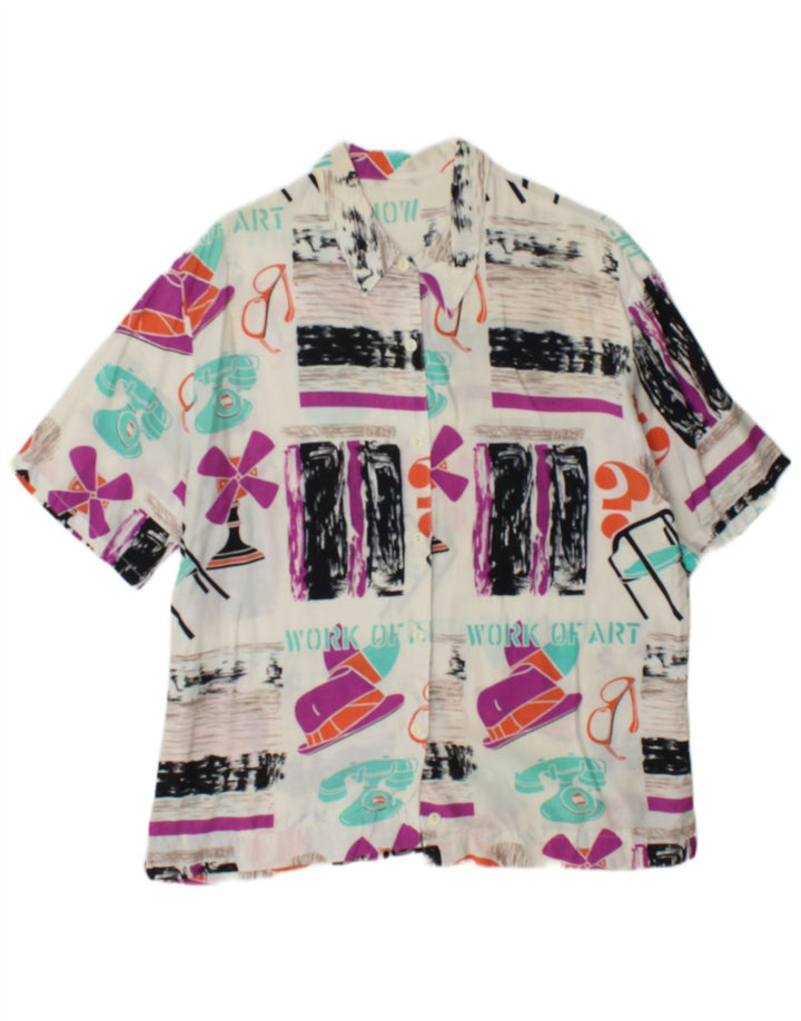 Vintage Womens Graphic Shirt UK 14 Large Multicoloured Patchwork