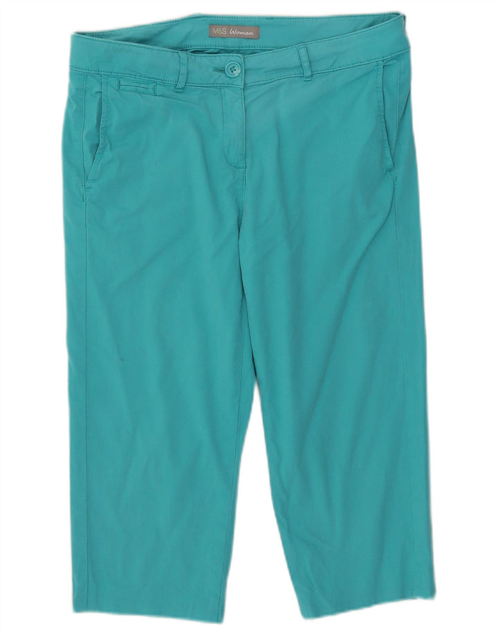 Marks & Spencer Womens Capri Trousers UK 10 Small W32 L18 Turquoise