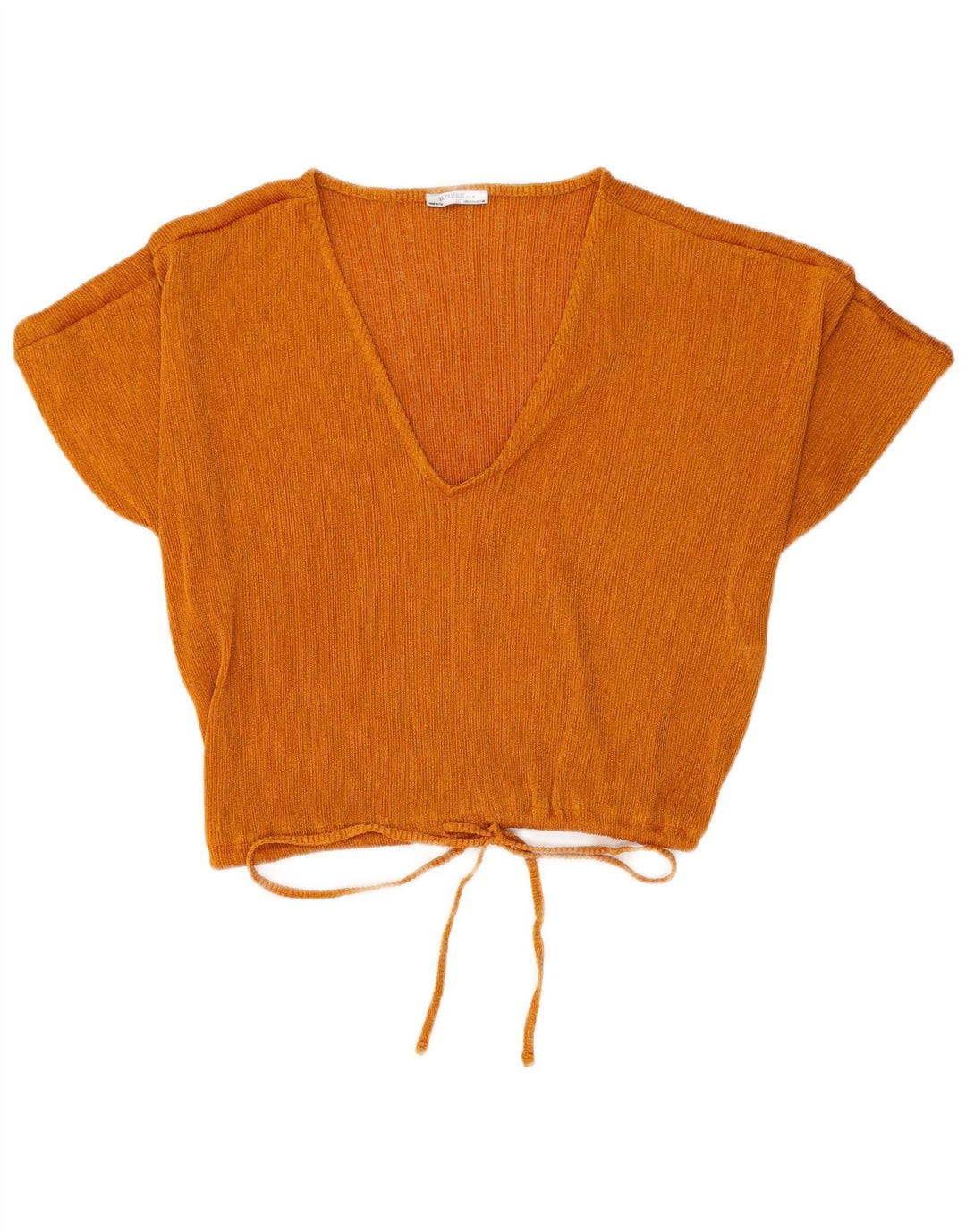 Zara Womens Short Sleeve Crop Top UK 14 Large Orange Polyester