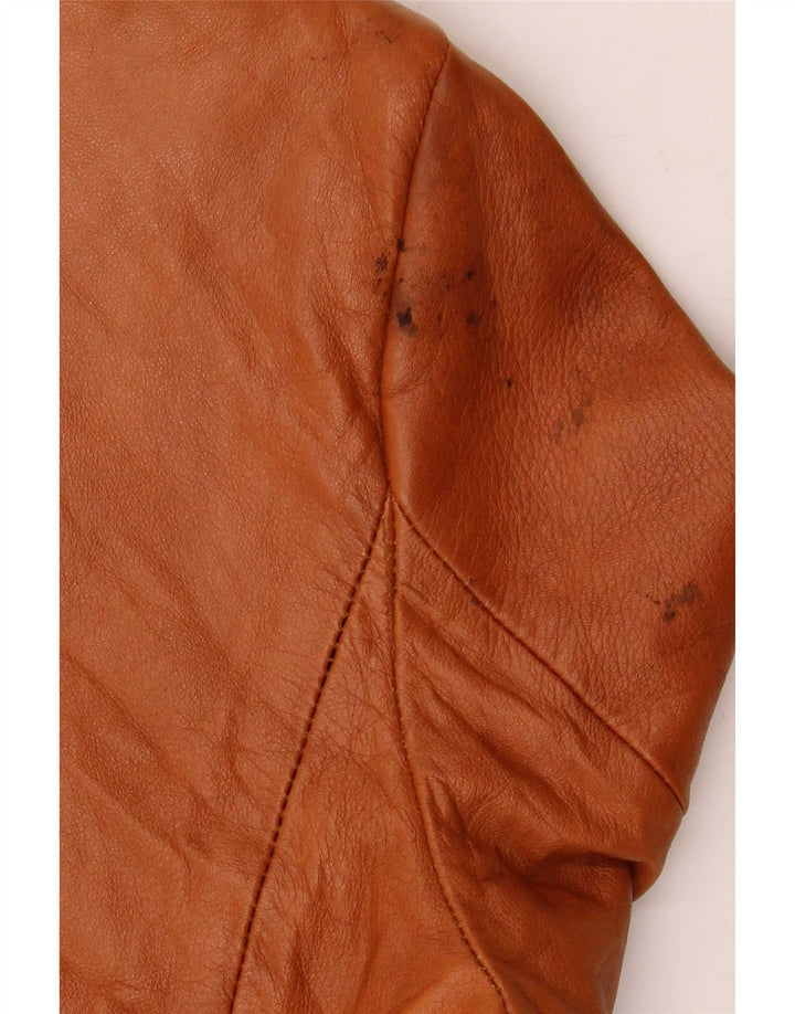 Atos Lombardini Womens 3 Button Leather Blazer Jacket IT 46 Large Brown