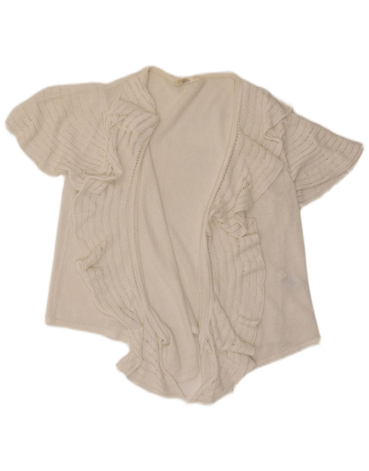Marks & Spencer Womens Ruffle Front Open Cardigan Top UK 16 Large White