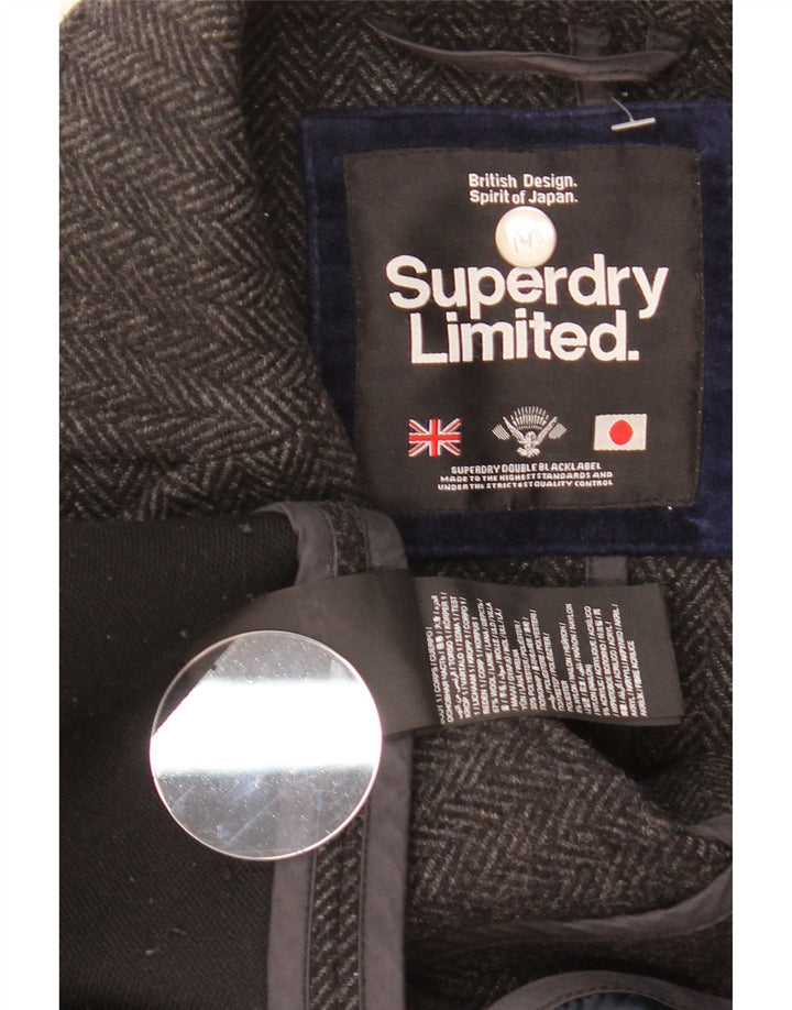 Cappotto da uomo Superdry XS in lana a spina di pesce grigia