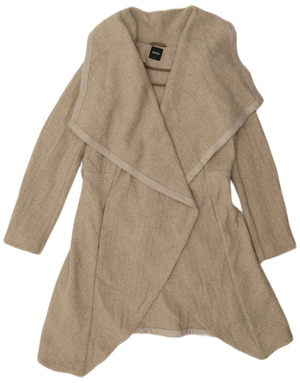 Oasis Damen Übergroßer offener Mantel UK 10 Small Beige Wolle