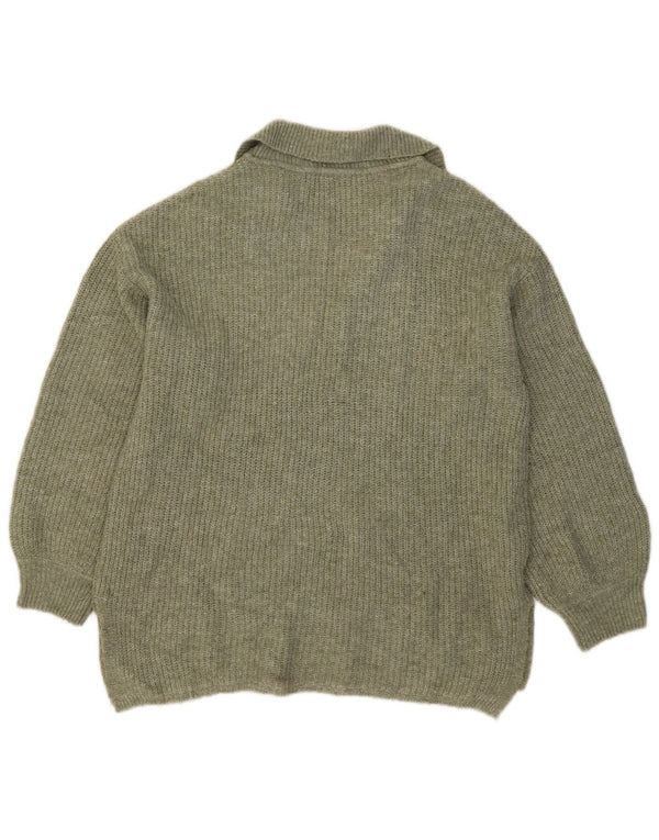 Marks & Spencer Womens Polo Neck Jumper Sweater UK 12 Medium Khaki Acrylic