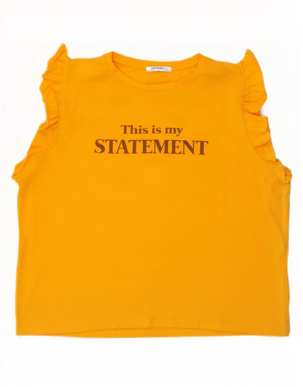 Zara Womens Trafaluc Graphic T-Shirt Top UK 16 Large Jaune Coton