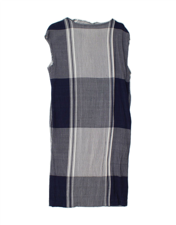 VINTAGE Womens Shift Dress UK 12 Medium Navy Blue Check Viscose Vintage Vintage and Second-Hand Vintage from Messina Hembry 