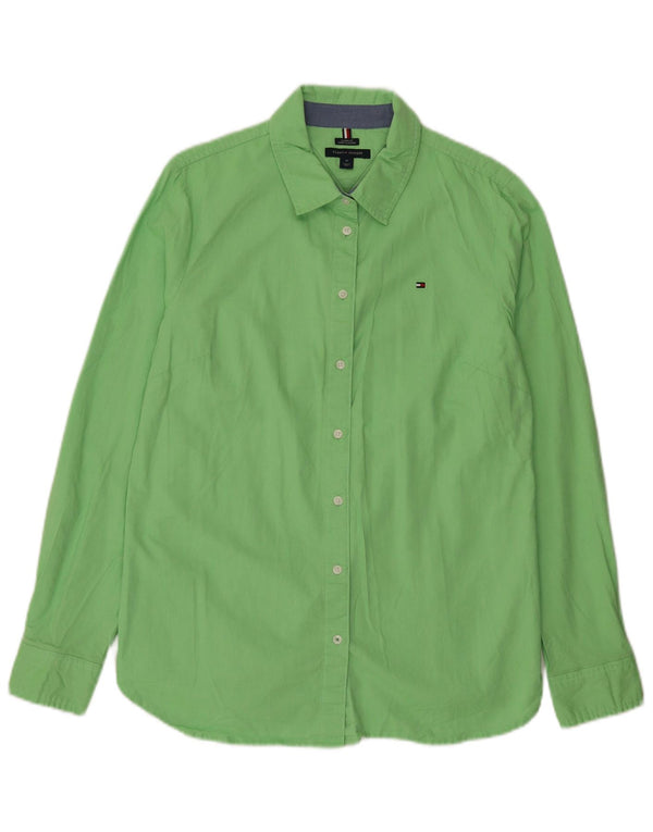 Tommy Hilfiger Damen-Hemd mit klassischer Passform, UK 14, mittelgrüne Baumwolle