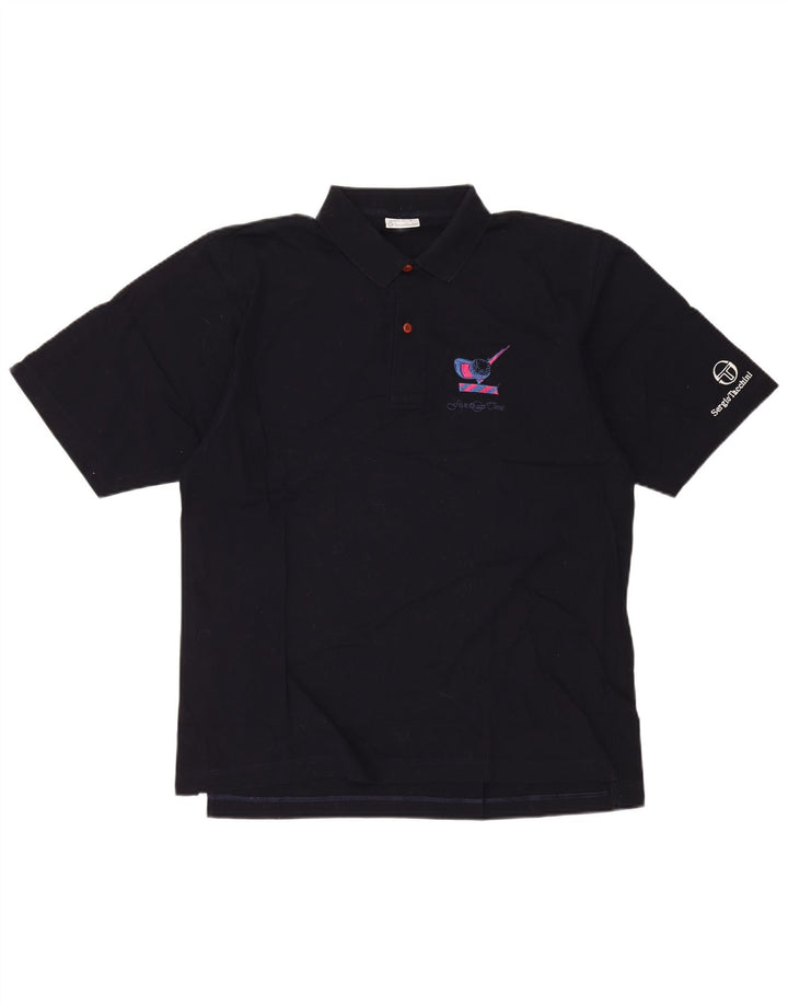 Sergio Tacchini Mens Polo Shirt Large Navy Blue Cotton